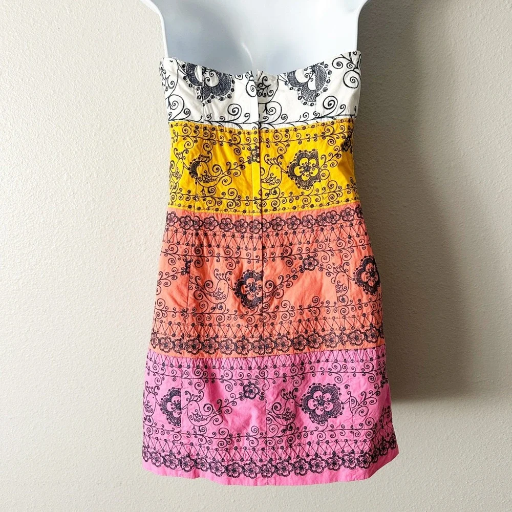 Lilly Pulitzer Bird is the Word Bandana Strapless Colorblock Mini Dress Size 6 - Picture 4 of 11